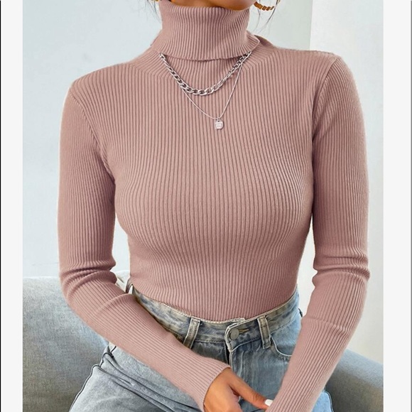 Casual Basic Knit High Neck Turtleneck Top Blouse - Picture 14 of 16